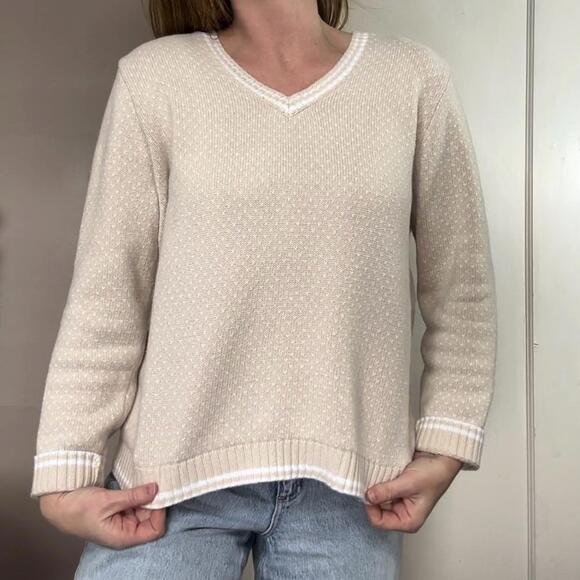 Vintage Cotton Mini Heart Print V Neck Sweater - Picture 2 of 5